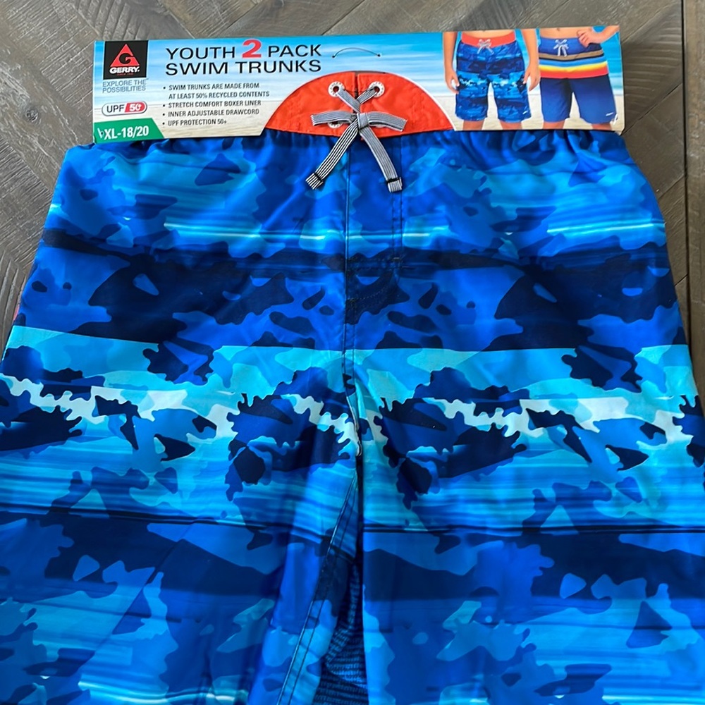 NWT Gerry Male Youth 2 pack Swim Trunks XL 18/20